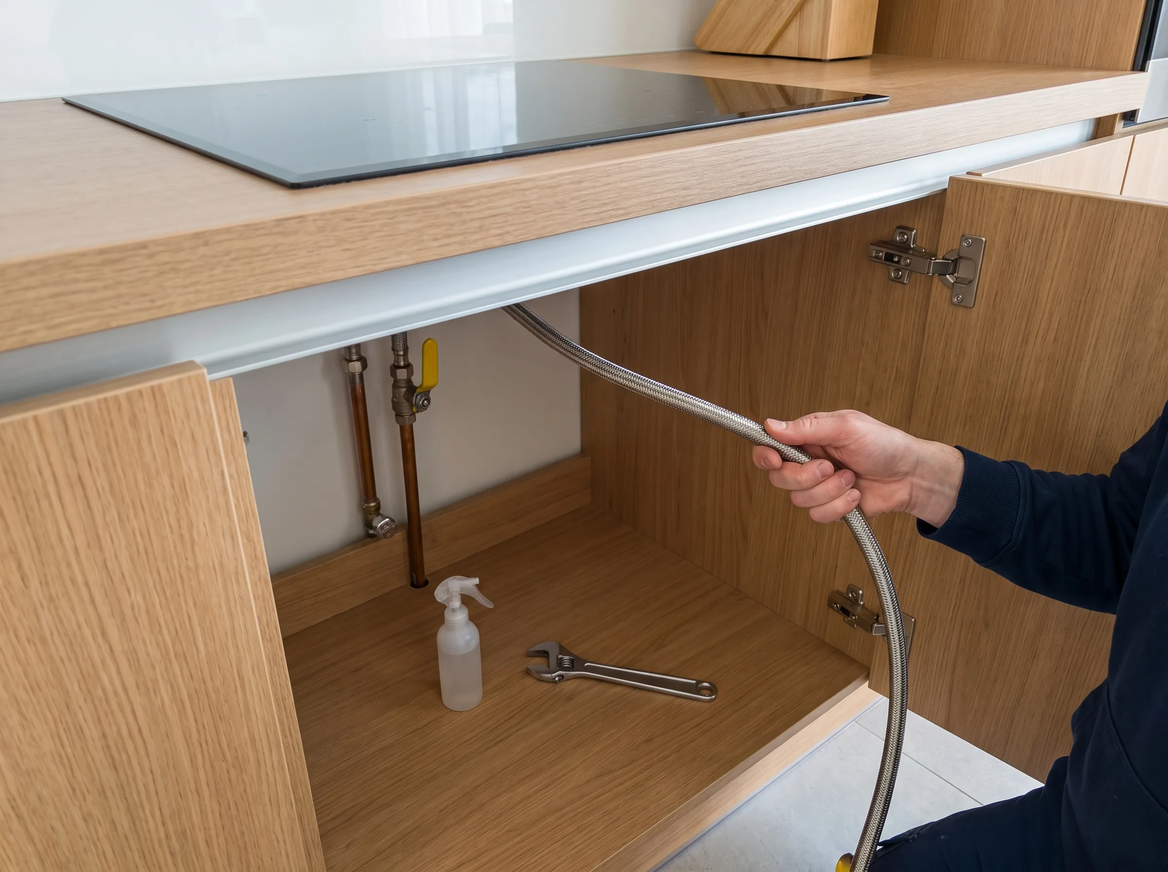 Installatie van gasaansluiting kookplaat in de keuken